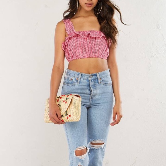 Allover Cherry Embroidered Woven Purse/Clutch - Picture 2 of 8